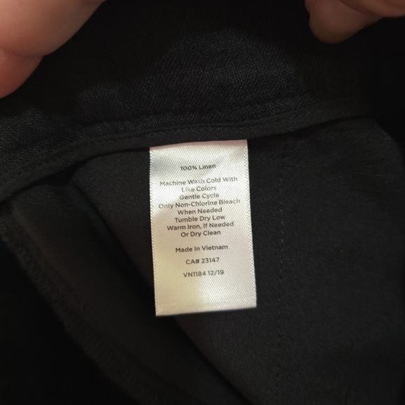 Talbots Black Linen Wide Leg Cropped Pants 8 Coastal Beachy Natural Fabric - Picture 7 of 7